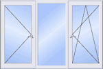Трехстворчатое поворотное, поворотно-откидное